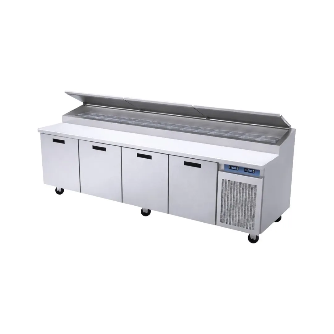 Randell 84111N-290-PCB 111" 4 Doors Refrigerated Pizza Prep Table, 32.81 cu. ft.