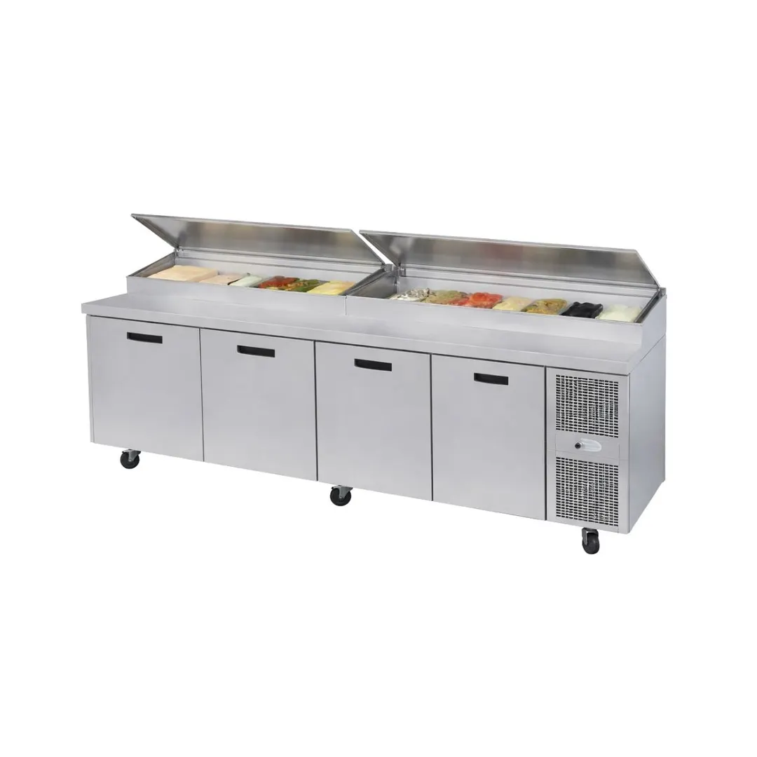 Randell 84111N-290 111" 4-Section Refrigerated Pizza Prep Table w/ 4 Doors, 32.81 cu. ft.
