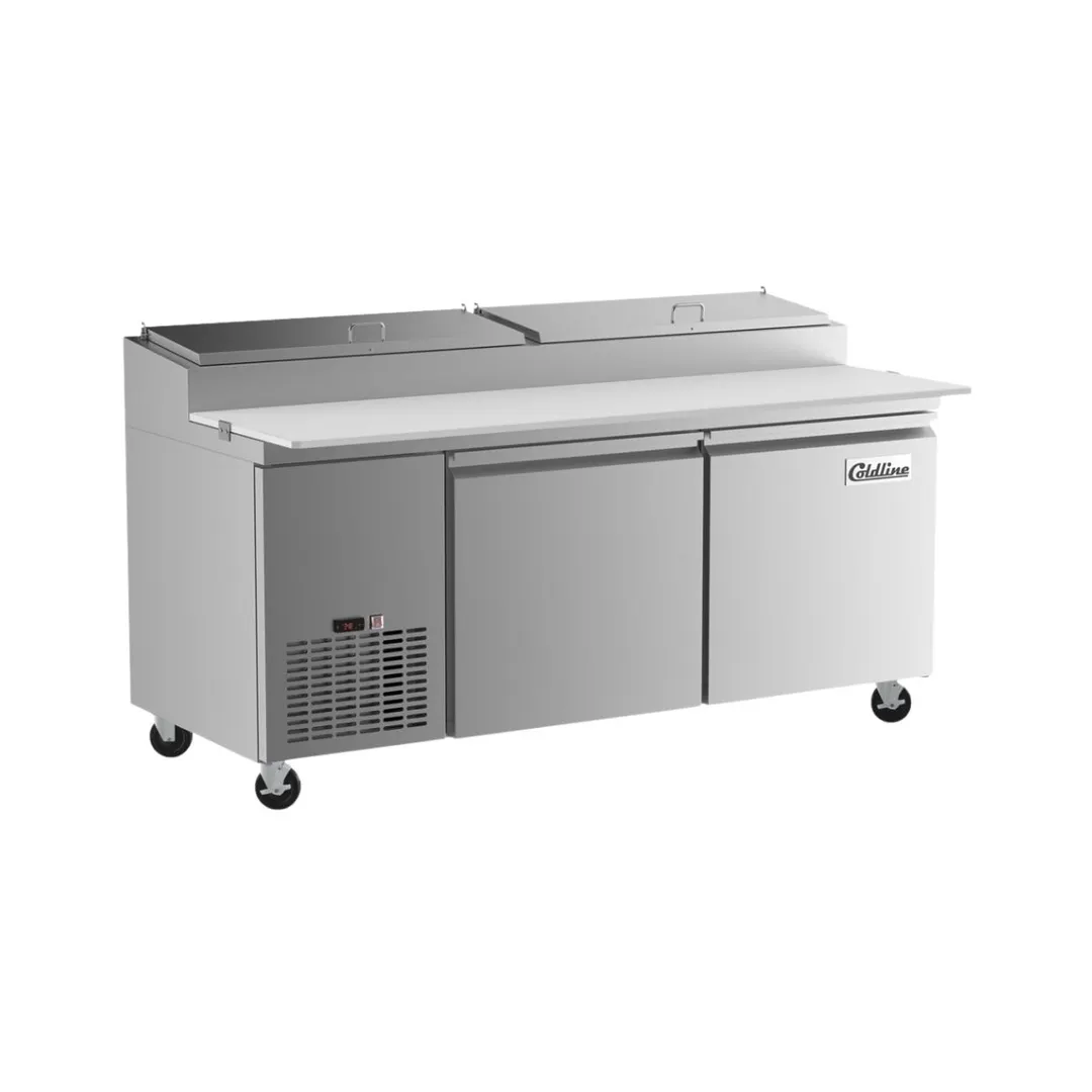 Coldline CPT-72 71" 2-Door Refrigerated Pizza Prep Table, 9 Pans