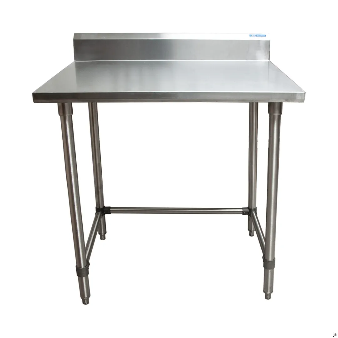 BK Resources CVTR5OB-3024 30" Open Base Work Table with Side & Rear Crossrails - 5" Backsplash