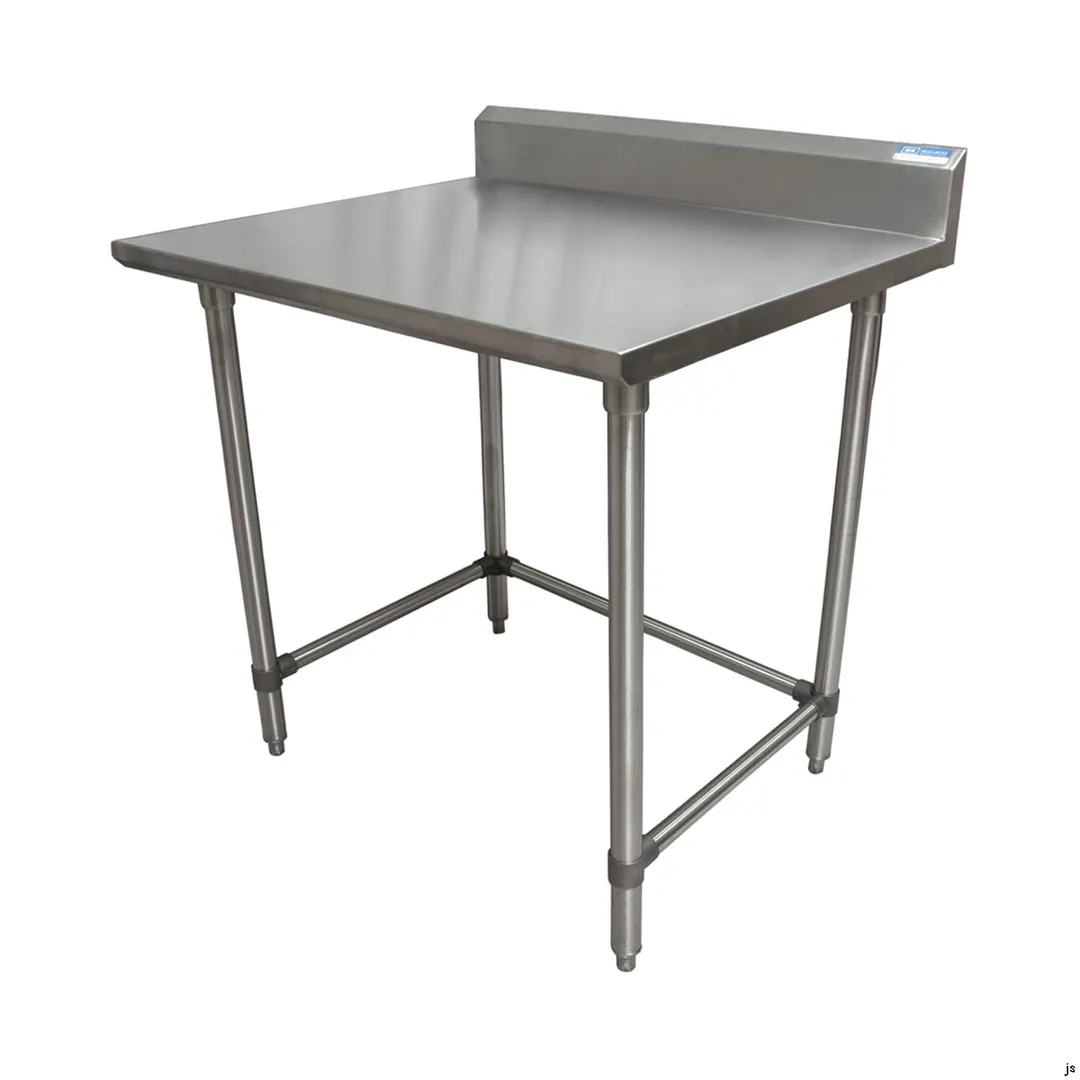 BK Resources CVTR5OB-3024 30" Open Base Work Table with Side & Rear Crossrails - 5" Backsplash