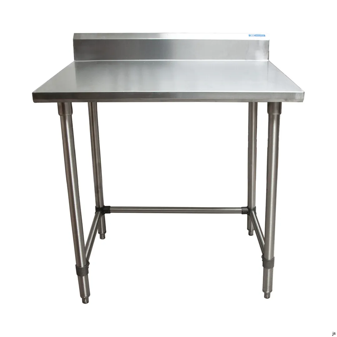 BK Resources CVTR5OB-3624 36" Open Base Work Table with Side & Rear Crossrails, 5" Backsplash / 16 G