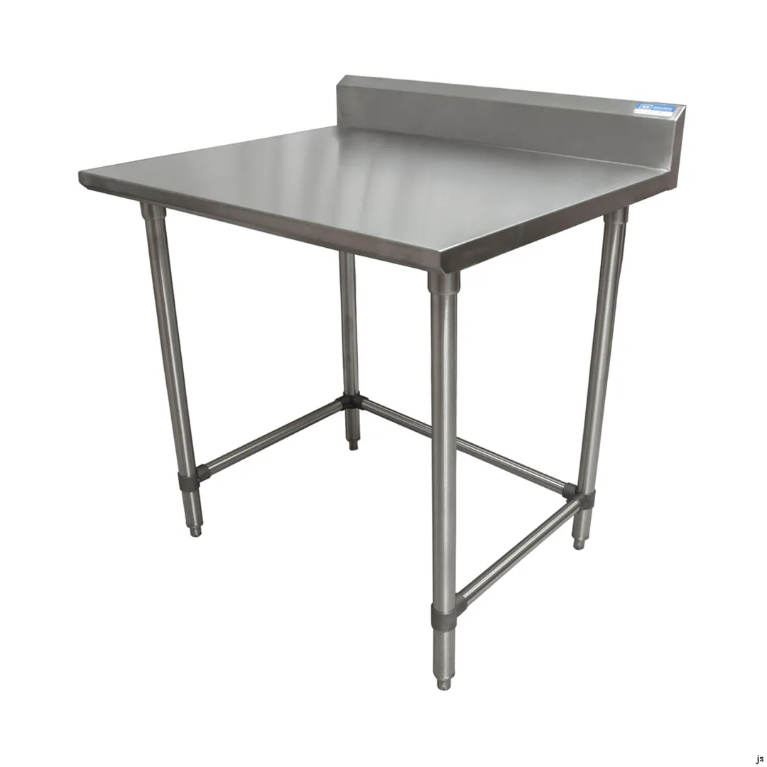 BK Resources CVTR5OB-4824 48" Open Base Work Table w/ Side & Rear Crossrails, 5" Backsplash / 16 Ga.