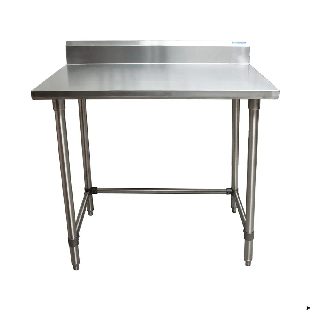 BK Resources CVTR5OB-4824 48" Open Base Work Table w/ Side & Rear Crossrails, 5" Backsplash / 16 Ga.