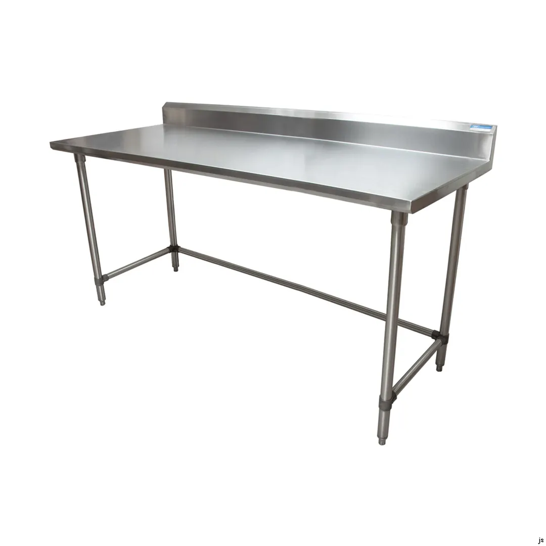 BK Resources CVTR5OB-6024 60" Open Base Work Table with Side & Rear Crossrails, 5" Backsplash