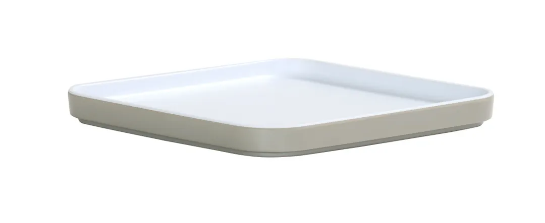 Cal-Mil 24130-8-102PLATE Bento Sushi Box, Square 8.25" x 8.25" x 1" Ash Plastic, Dishwasher Safe