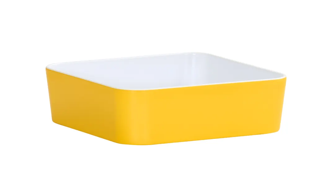 Cal-Mil 24130-8-42BOWL Bento Sushi Box, Square 8.25" W x 8.25" D x 2" H, Yellow Melamine Plastic,