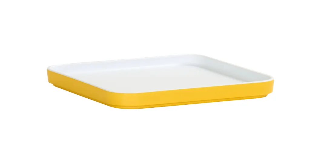 Cal-Mil 24130-8-42PLATE Bento Sushi Box, Square 8.25" x 8.25" x 1" Yellow Plastic, Safe - 1/Each