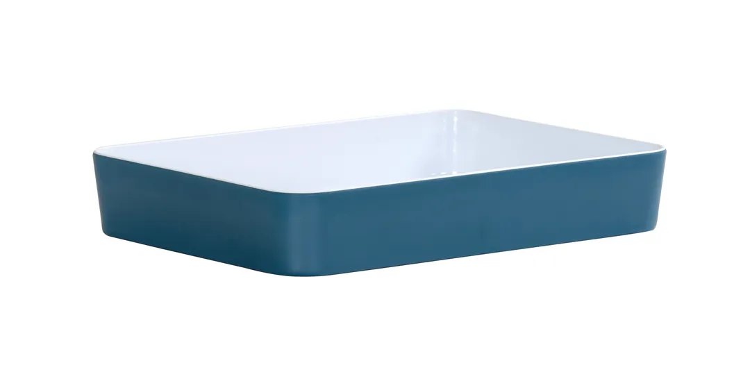 Cal-Mil 24132-1410-111BW Bento Sushi Box 14"W x 10.5"D x 3"H Stone Blue Melamine - 1/Each