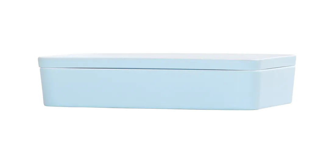 Cal-Mil 24132-1410-127BW Bento Sushi Box, 14" W x 10.5" D x 3" H, Blue Melamine Plastic