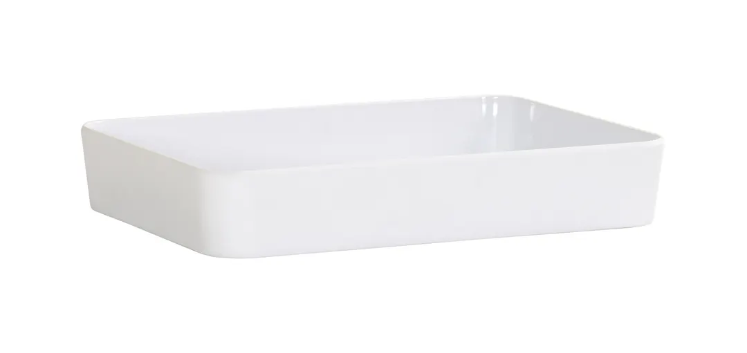 Cal-Mil 24132-1410-15BOWL Bento Sushi Box, Rectangular White Melamine, 14"W x 10-1/2"D x 3"H, Plastic