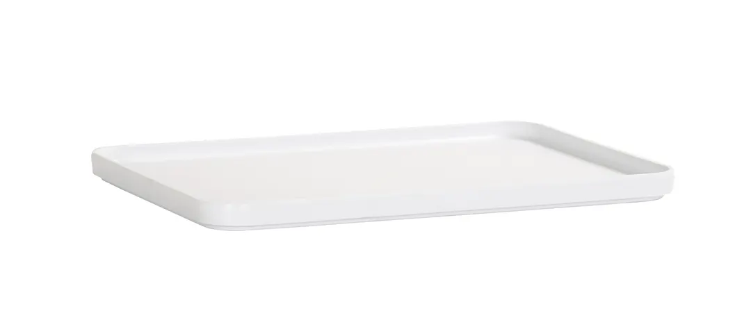 Cal-Mil 24132-1410-15PLT Bento Box, Rectangular 14"W x 10.5"D x 1"H White Melamine Plastic