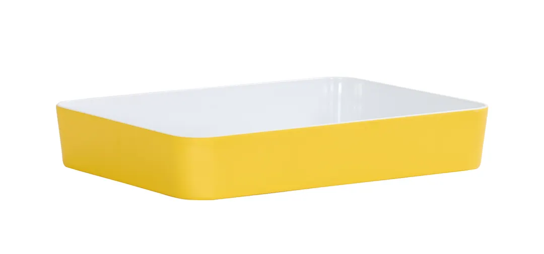 Cal-Mil 24132-1410-42BOWL Sushi Box, 14"W x 10.5"D x 3"H, Yellow Melamine, Dishwasher Safe