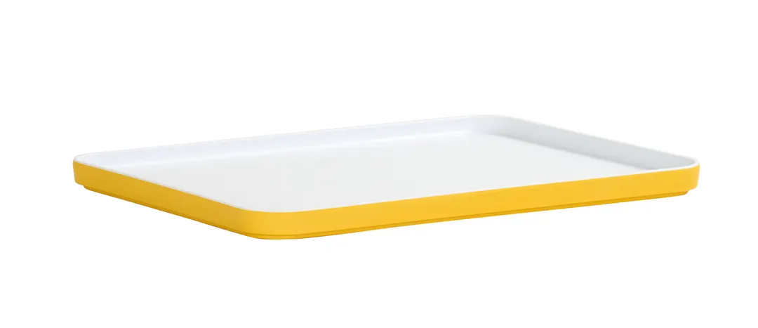 Cal-Mil 24132-1410-42PLT Bento Box, Rectangular 14"W x 10.5"D x 0.5"H Plate, Yellow Melamine