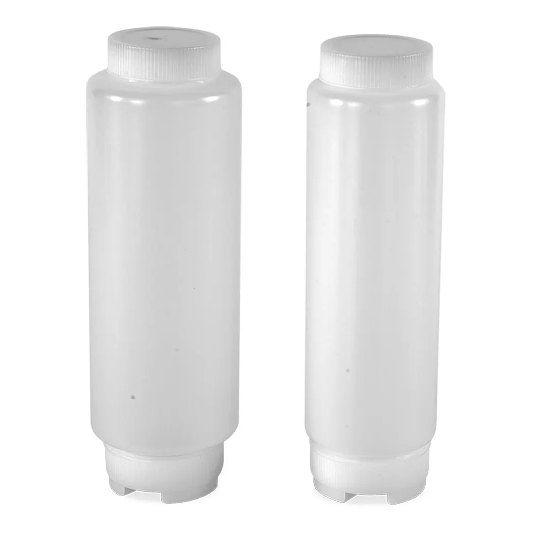 Concasse MCDVBM16 Clear Squeeze Bottle, 16oz, Double Tip, Standard Top, Clear Body White Cap