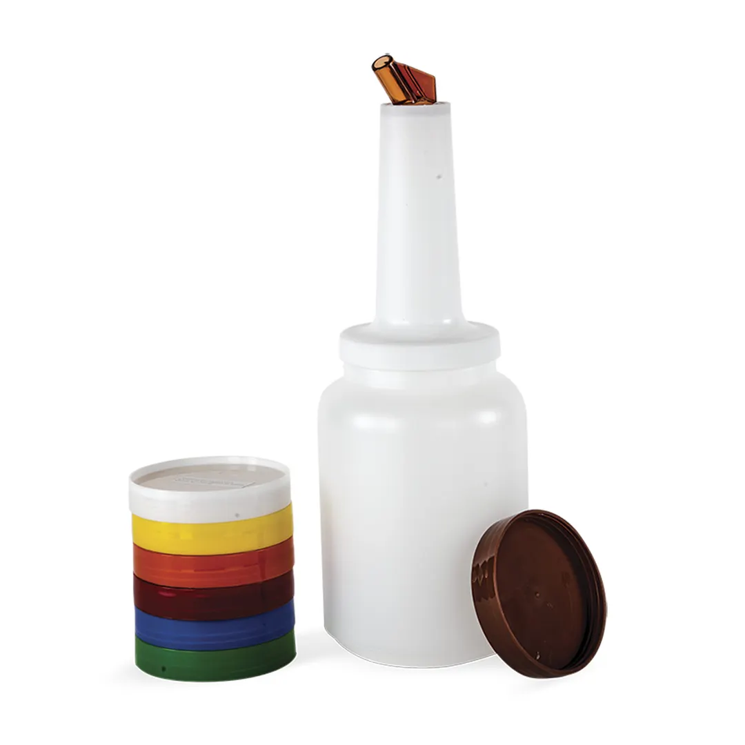 Concasse MCR1LA Multi-Pourer Squeeze Bottle, 1 L (34 oz) Blue Double-Tip, Standard Top, Blue Cap