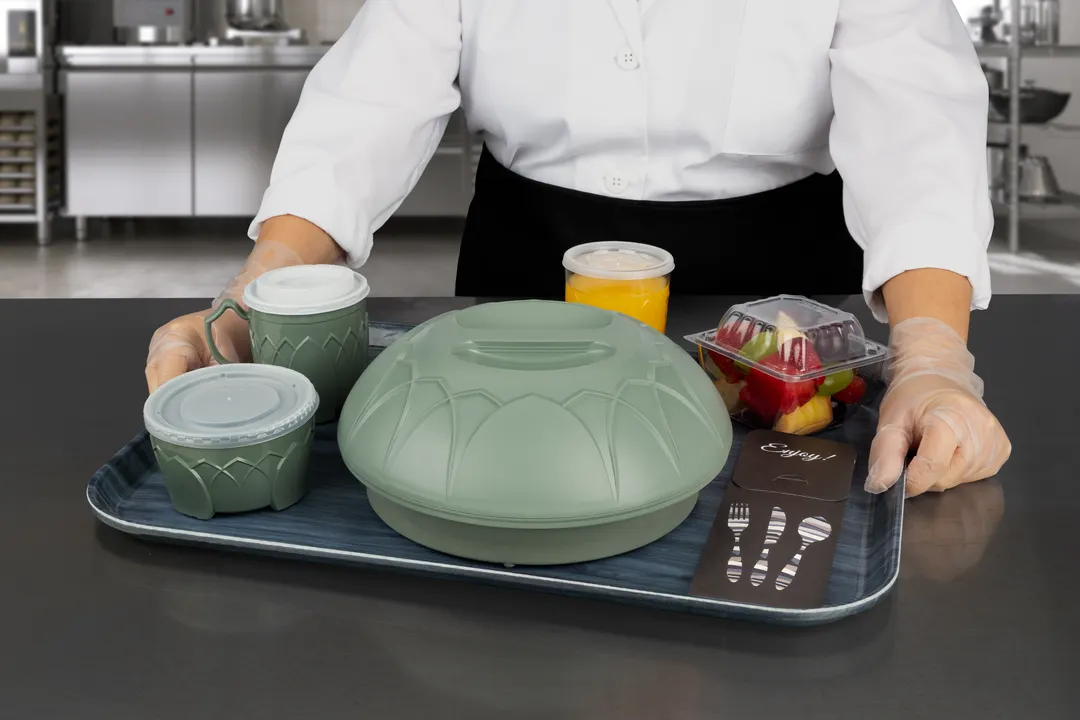 Dinex DXNSK1418CH GripSafe Non-Skid Tray, 14" x 18", Fiberglass, Charcoal - 1/Case