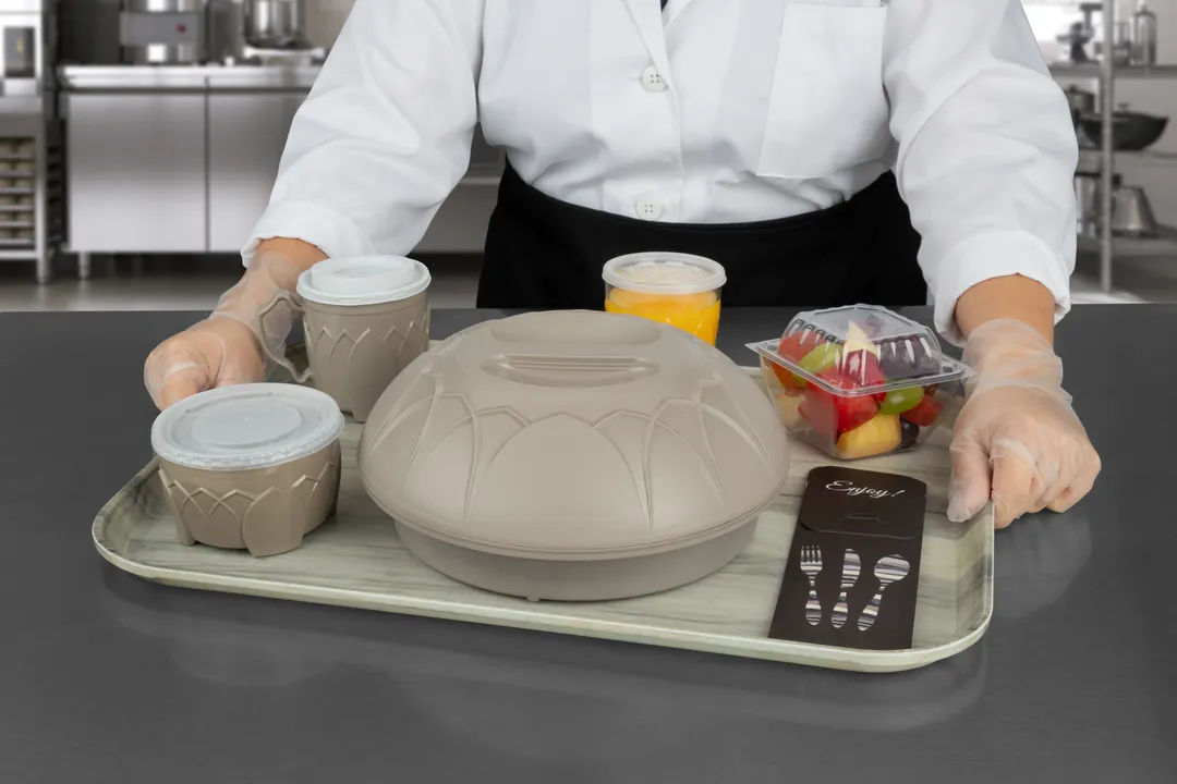 Dinex DXNSK1520OA GripSafe Non-Skid Tray, 15" x 20", Rectangular, Fiberglass, Brown - 1/Case