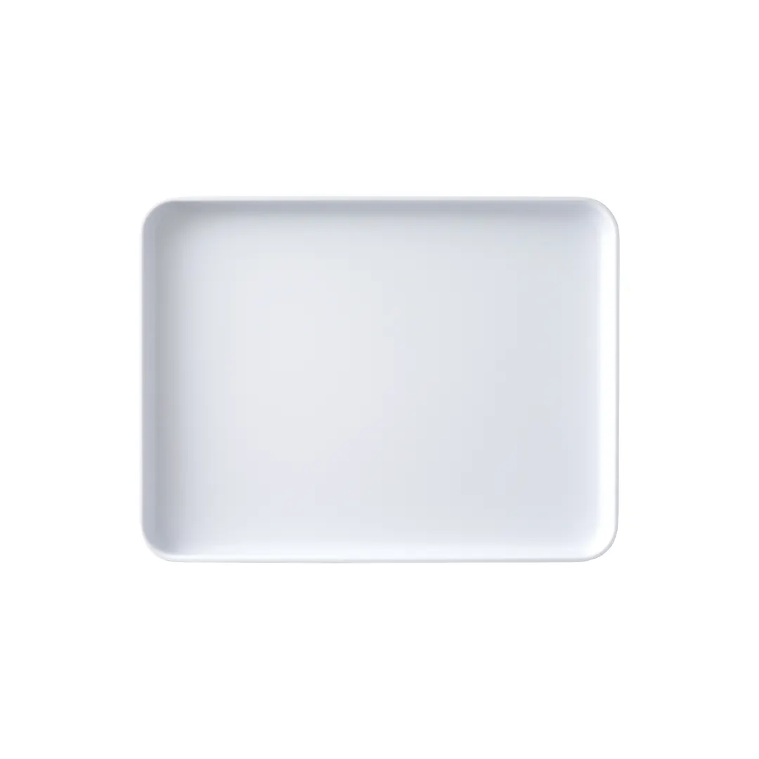 GET MMP-1310W - 13" x 10" Rectangular Plastic Platter, White Melamine, 1" Deep