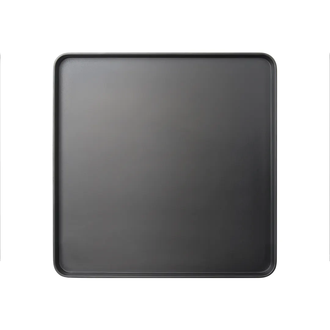 GET MMP-1414K - 14" Square Plastic Platter, Black Melamine, 14" x 14" x 1" Durable Serving Tray