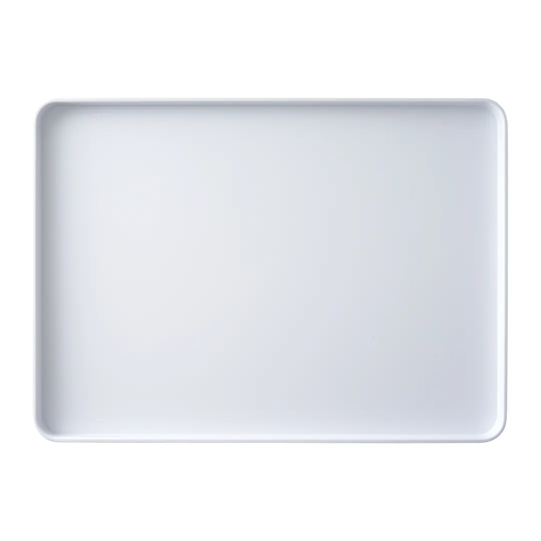GET MMP-1813W Plastic Serving Platter, 18" x 13" x 1" Rectangular White Melamine Tabletop Tray