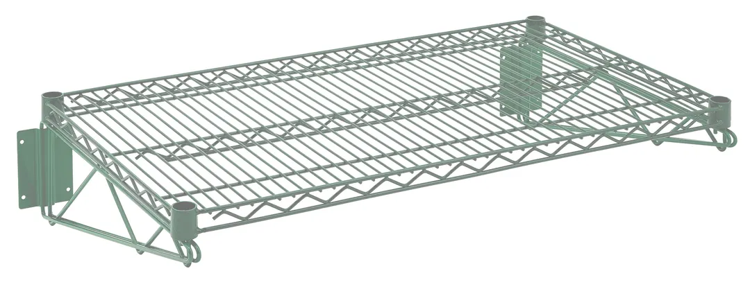 Hubert 24224 Wire Shelving Unit, 24" x 36", 360 lb Capacity, Green Epoxy Coated, NSF Certified, Wall Mount