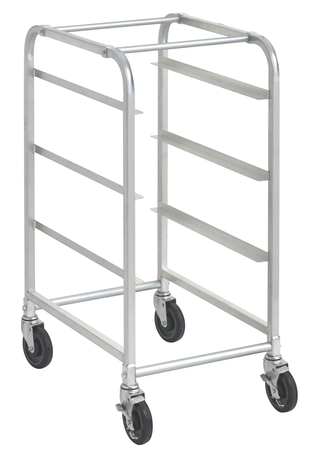 Hubert 42484 Kratos Mobile Lug Rack, 19"W x 26"D x 41"H, 3-Lug Capacity, 460 lb, 16-Gauge Aluminum, Freezer Safe, 5" Poly Casters, Ships Knock Down, NSF