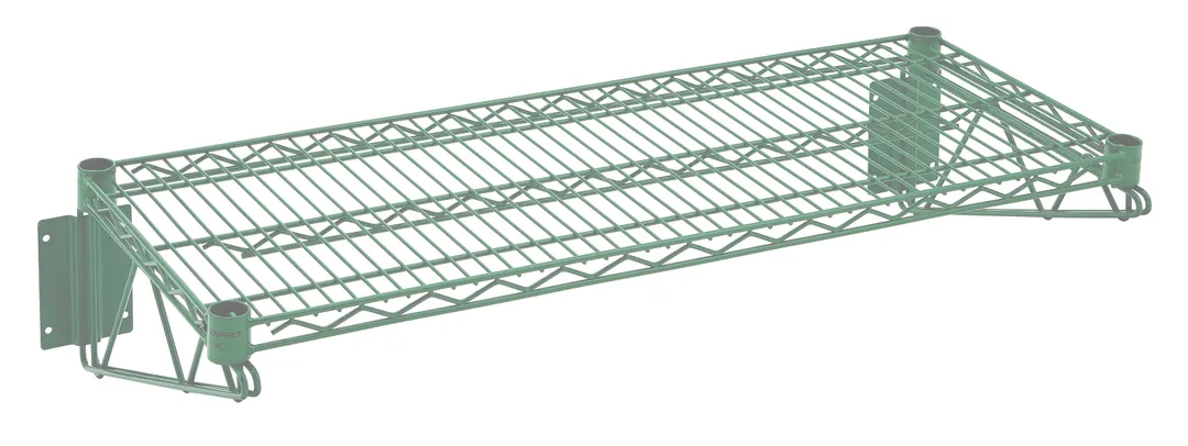 Hubert 44237 CenPro Wall-Mount Wire Shelf, 14" x 36", 360 lb Capacity, Green Epoxy Coated, NSF