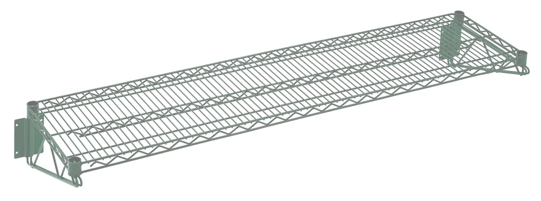 Hubert 49755 CenPro Wall-Mount Wire Shelf, 14" x 48", 360 lb Capacity, Green Epoxy Coated, NSF
