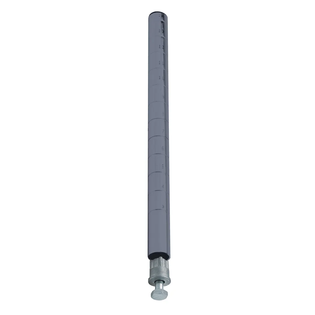 Quantum P74GYX Post, 74-Inch Gray Epoxy Antimicrobial Finish, Numbered Grooves in 1-Inch Increments, Includes (1) W-PLI & (1) W-PLB (Pre-Inserted), NSF Certified Stationary Shelving Post