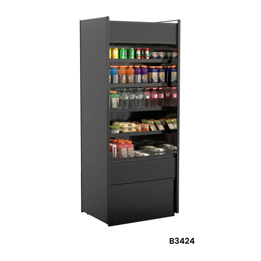 Structural Concepts B3424 REMOTE - Merchandiser, 34.5"W x 24"D x 82"H, Black Tub, 4 Shelves, LED