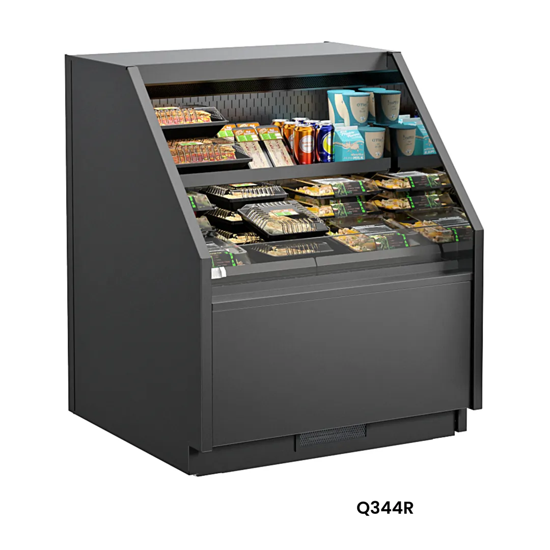 Structural Concepts Q344R Open Air Merchandiser Cooler, 35.75"W, Black Finish, Self‑Contained, R290