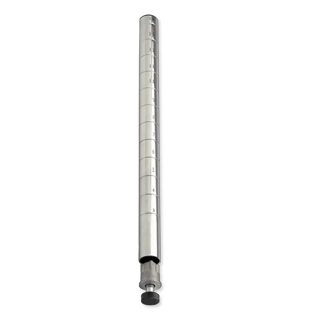 Steel Works SWP74C 74" Chrome Wire Shelving Post with Leveling Legs, Stationary, NSF Certified