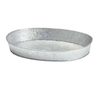 TableCraft GP129 Galvanized Dinner Platter, Oval 12" x 8½" x 1¾", Steel, Hand Wash Only - 1/Each