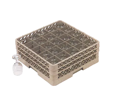 Vollrath TR6BB Full‑Size Glass/Stemware Rack, 25‑Compartment 3½" Square, Double‑Wall Co‑Polymer Construction, Open Bottom & Sidewalls, Handles on All Four Sides, Snap‑Fit Extenders, NSF Certified, Specify Color