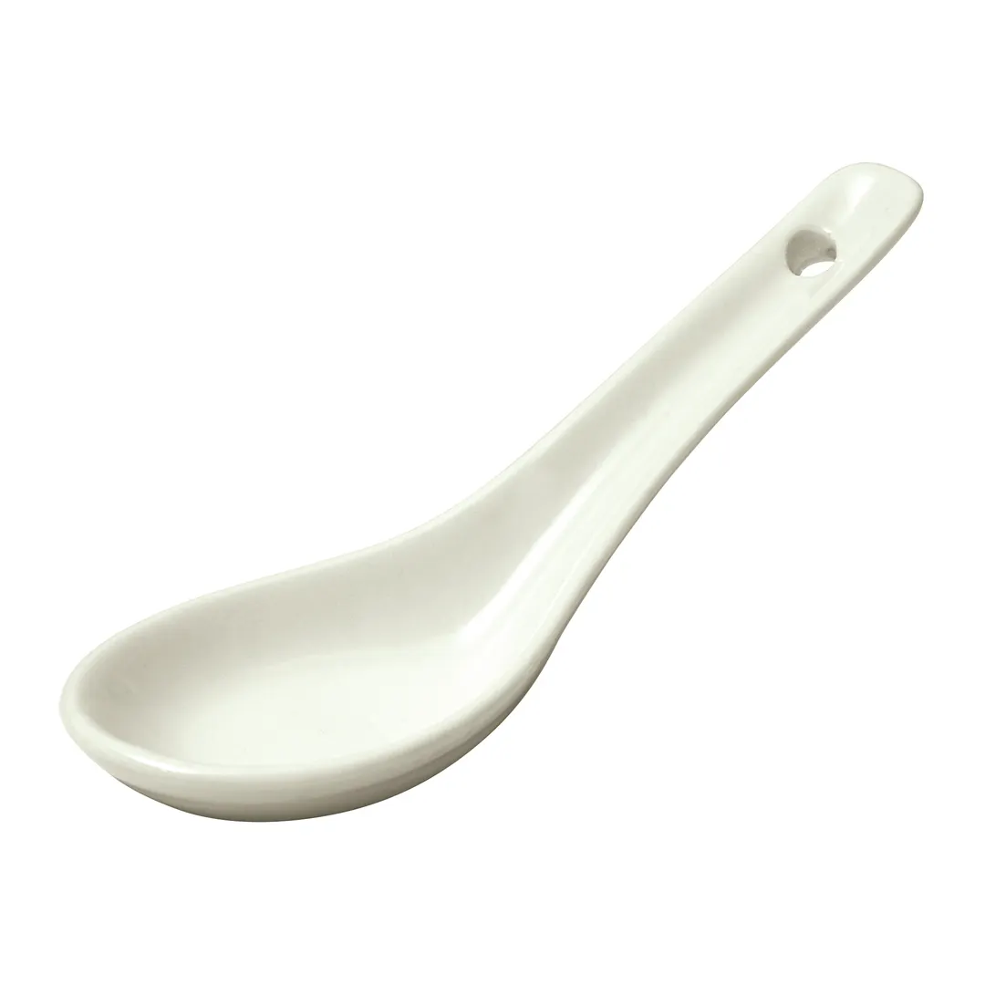 Winco ASS-55-AW - Porcelain Soup Spoon, 5" Length, 5-1/2" x 2" x 1/2" American White, 1 Dozen