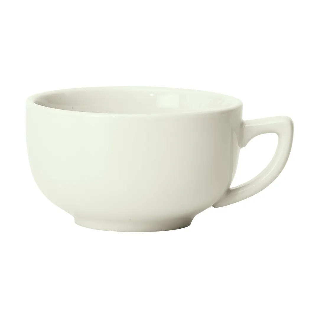 Winco BCC-14-AW - 14 oz American White Porcelain Cup, 4"5 x 4"5 x 2"5, Stackable, 13-16 oz - 1 Dozen