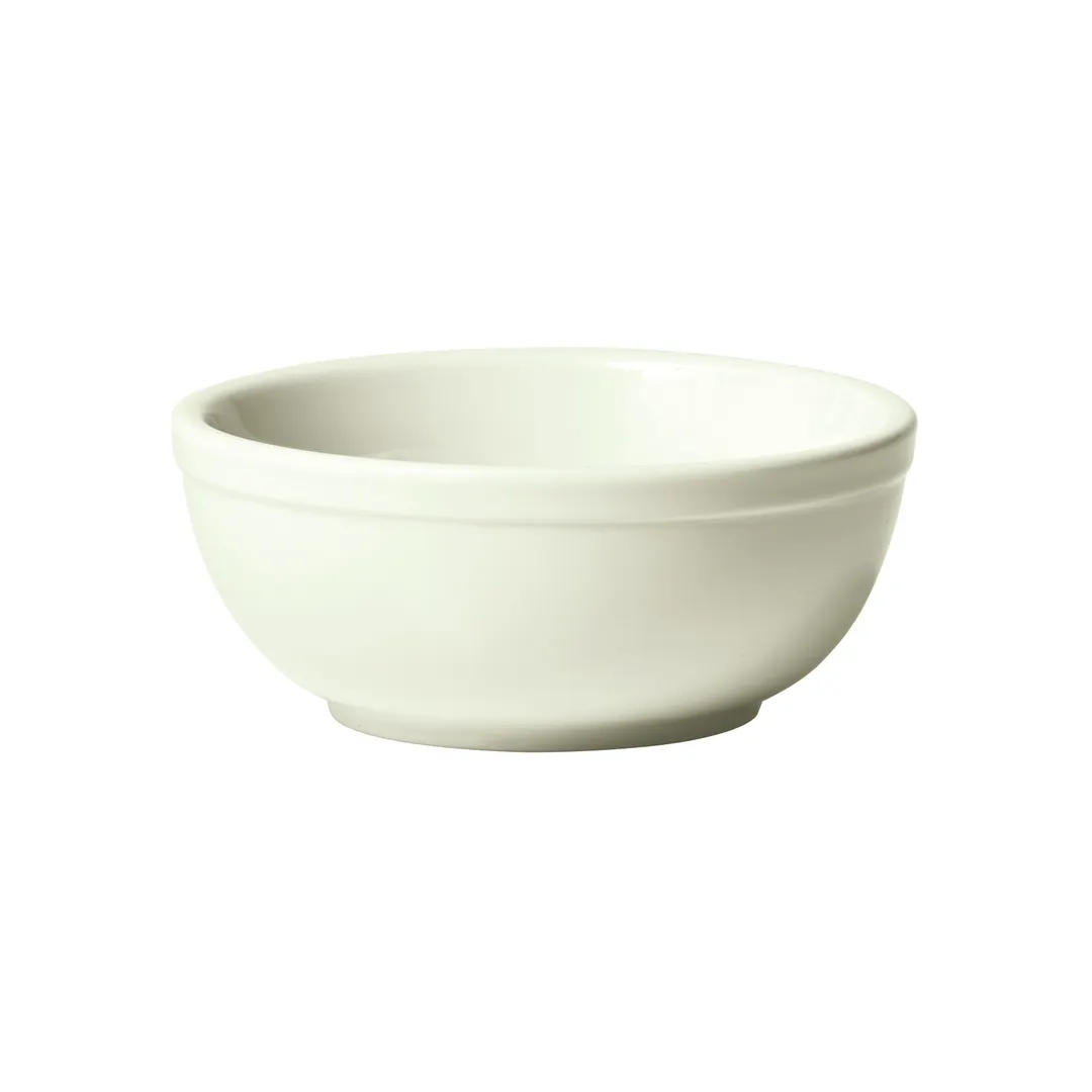 Winco BNR-525-AW - 10 Oz Round Porcelain Bowl, 5" Diameter x 1¾" Height, American White Nappy Finish - 1 Dozen