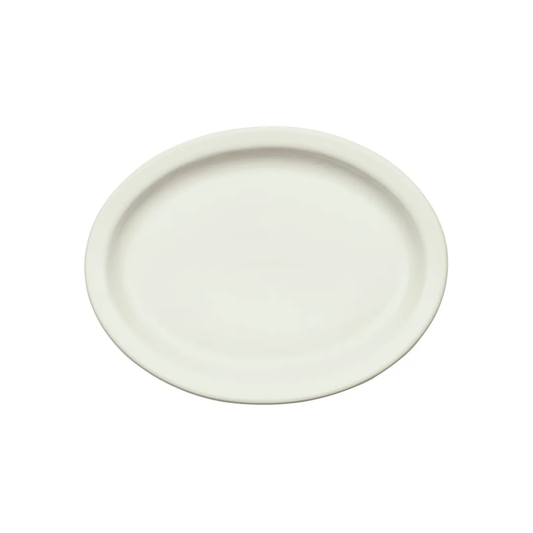 Winco BPO-10NR-AW China Platter – Oval Porcelain, 10" x 8" x 3/4", White, Narrow Rim - 1 Dozen