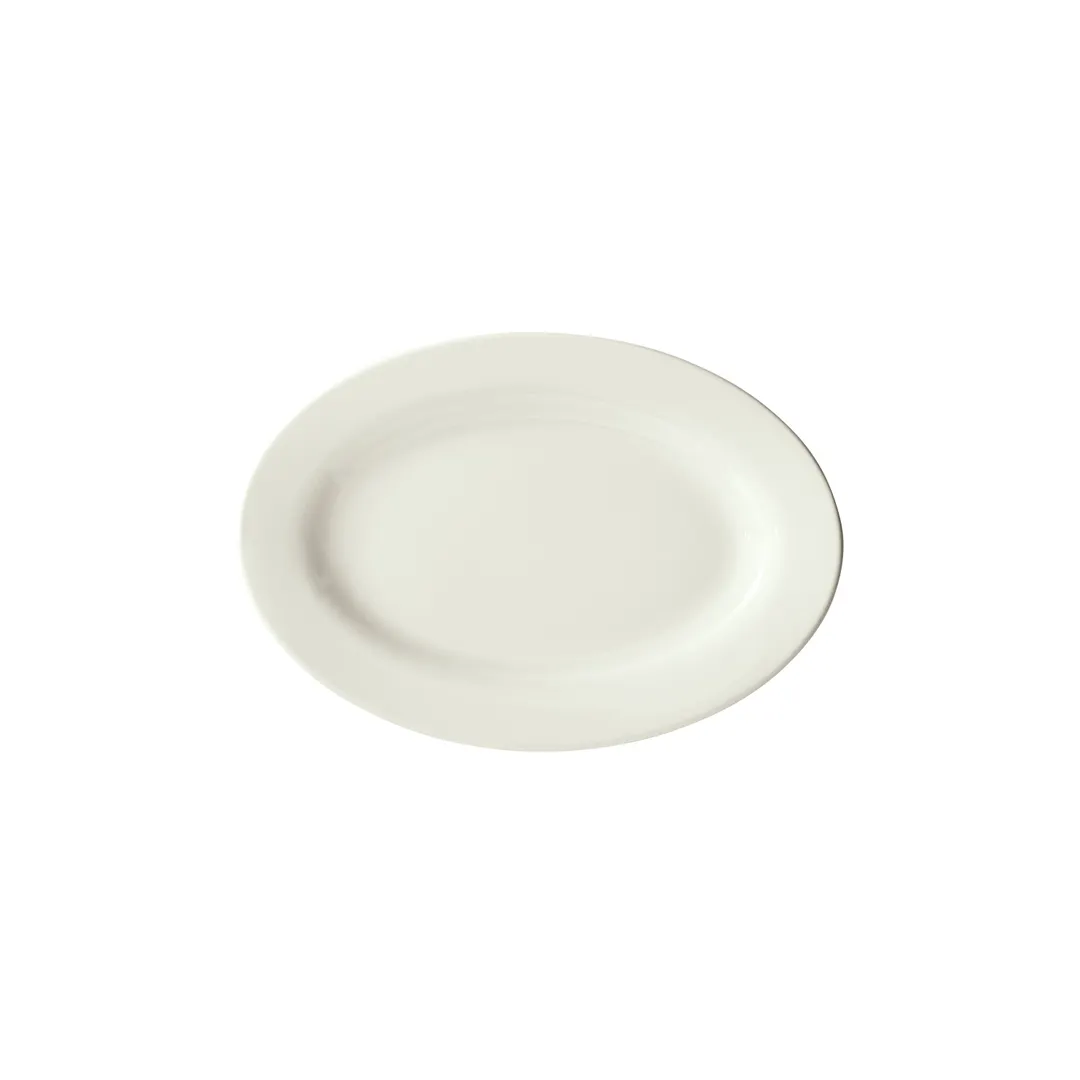 Winco BPO-13-AW China Platter – Oval Porcelain, 13" x 7-5/8" x 1" Rolled Edge, White - 1 Dozen
