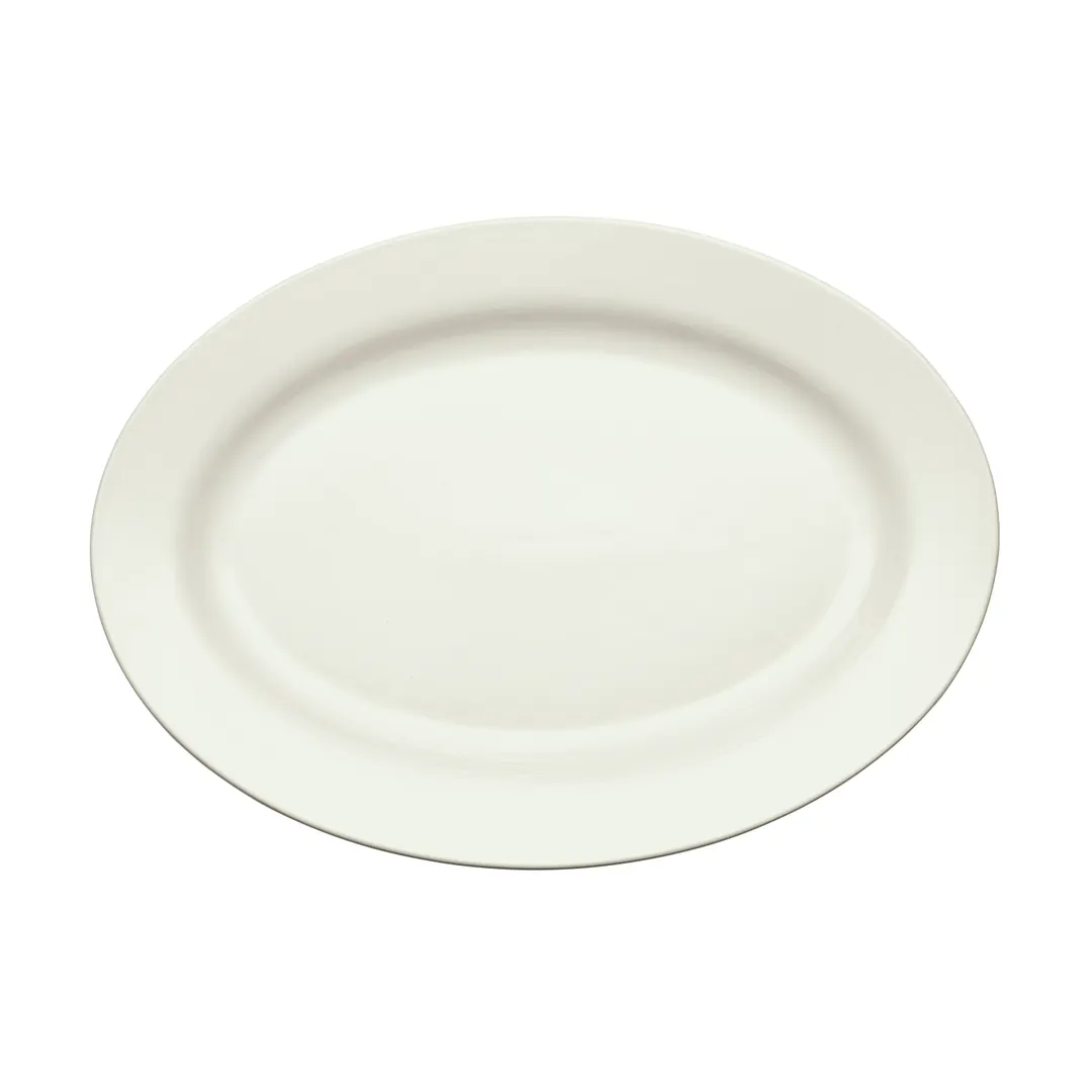 Winco BPO-18-AW Oval Porcelain Platter, 18" x 12½" x 1¾", American White, Rolled Edge