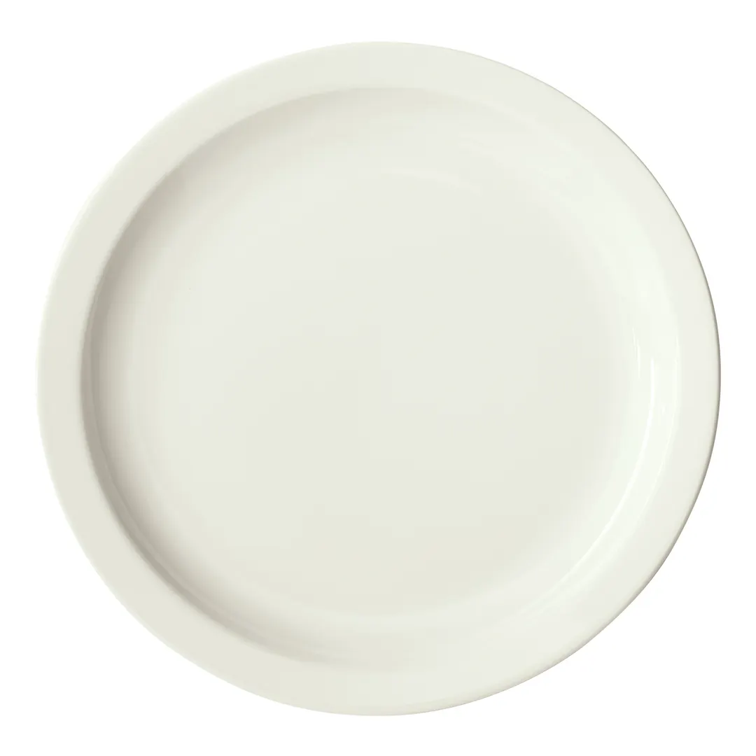 Winco BPR-105NR-AW Plate, 10.5" Diameter Round Porcelain, American White Narrow Rim - 1 Dozen