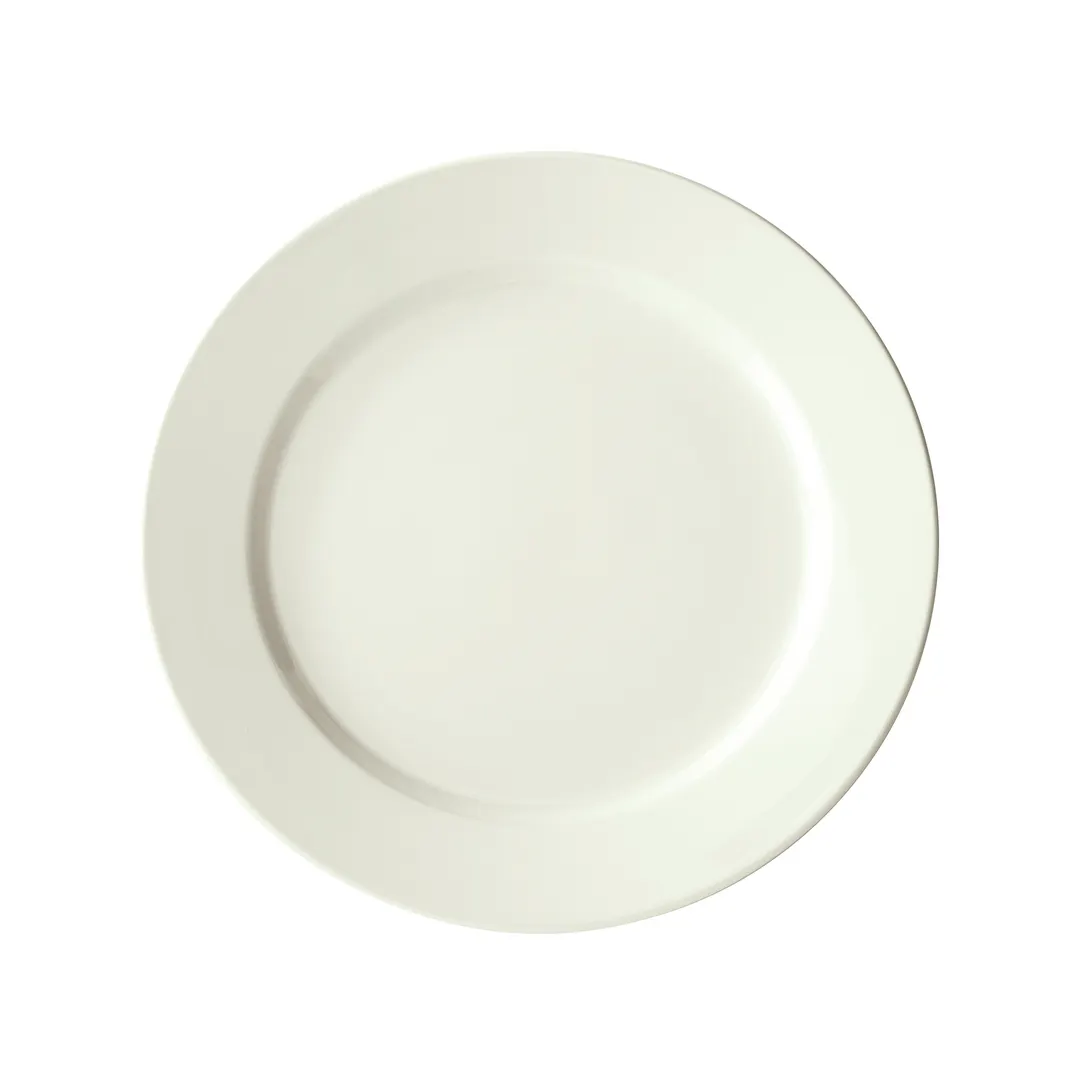Winco BPR-12RE-AW China Plate – 12" Round Porcelain Plate, American White, Rolled Edge - 1 Dozen