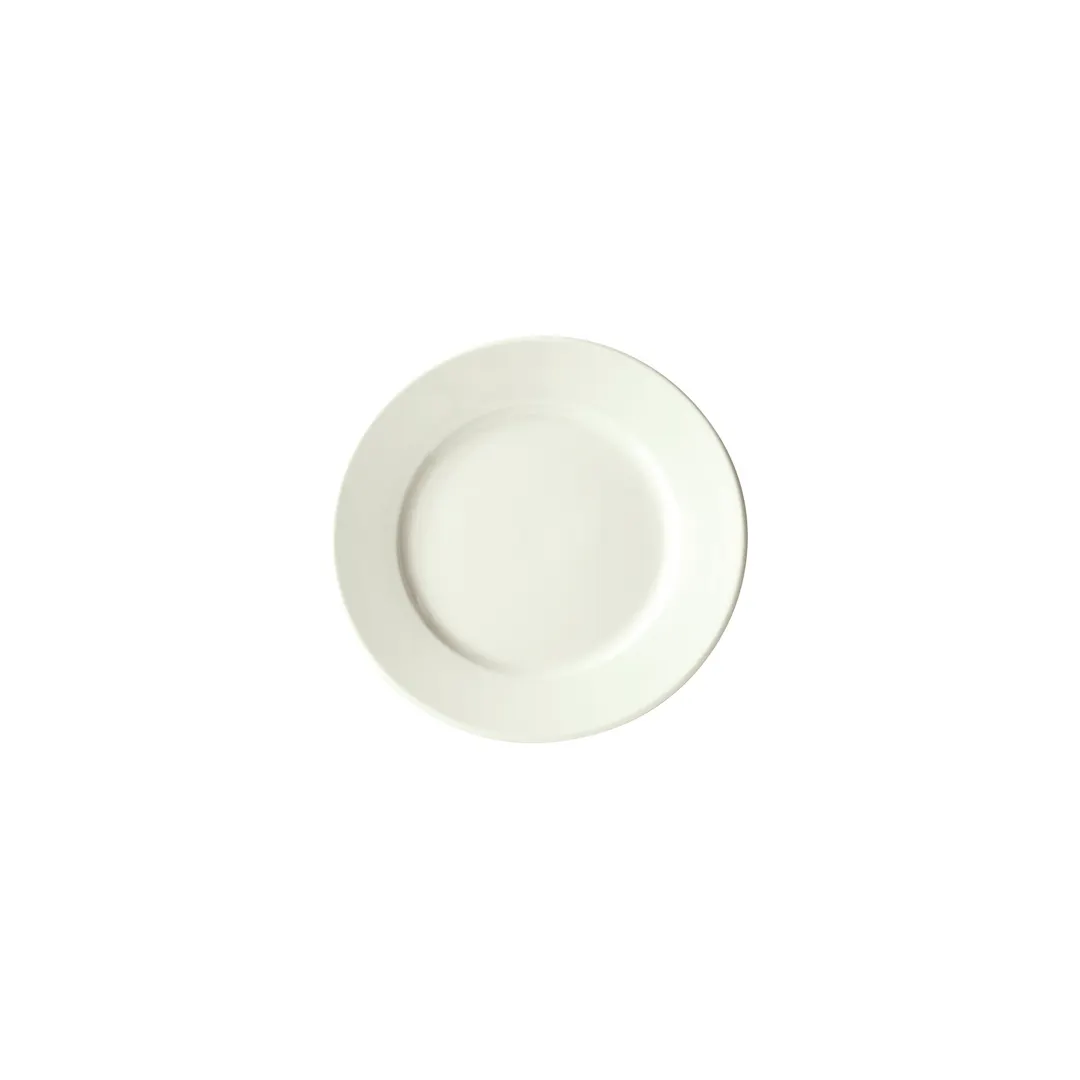 Winco BPR-55RE-AW Round China Plate, 5½" x 5½" x ¼" Porcelain, American White, Rolled Edge - 1 Dozen
