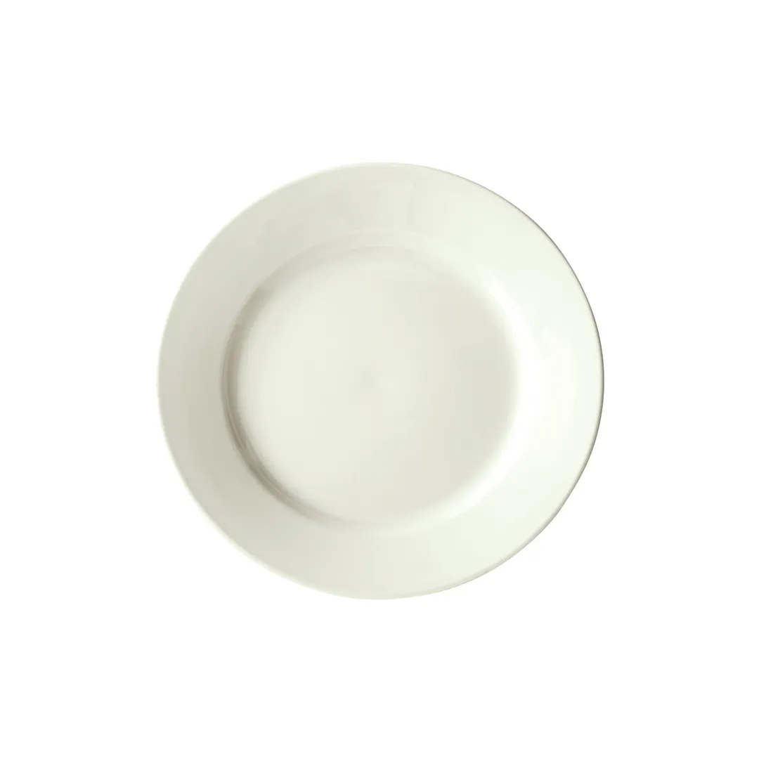 Winco BPR-9RE-AW China Plate, 9" x 9" Round Porcelain Dinnerware, American White Rolled Edge - 1 Dozen