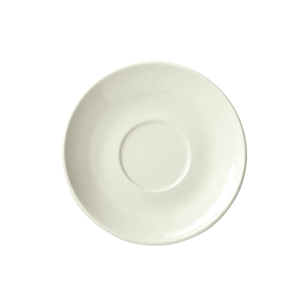 Winco BSC-45RE-AW China Saucer, 4.5" Diameter x 0.75" Porcelain, American White Finish - 1 Dozen