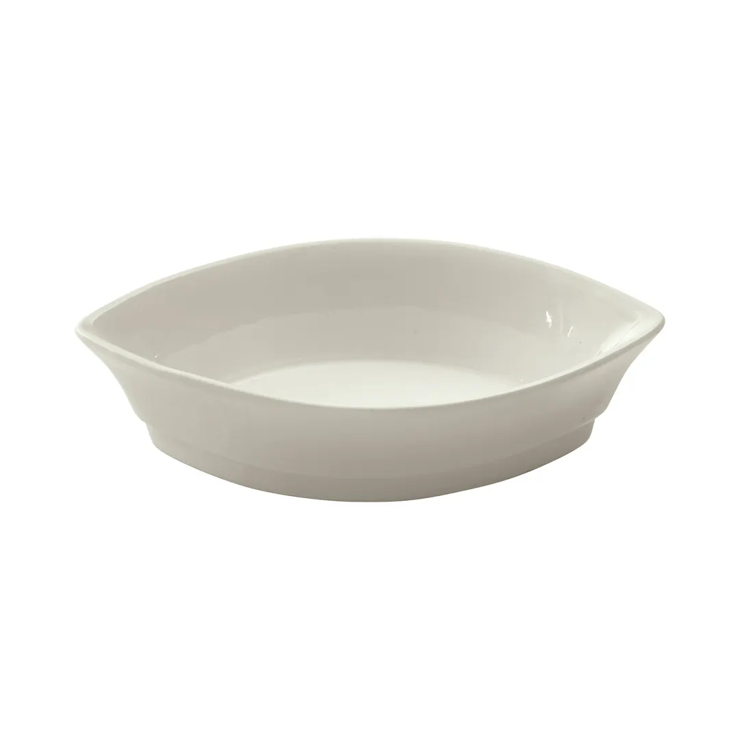 Winco DBS-2-AW - 2 oz White Porcelain Boat‑Shape Sauce Dish, 2‑3/8"W x 4‑1/2"D x 1‑1/4"H - 1 Dozen