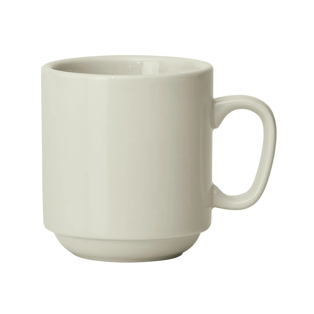 Winco MMC-10-AW China Mug, 10-Ounce Porcelain, White, 3-1/4"W x 3-1/4"D x 3-1/2"H, Stackable - 1 Dozen