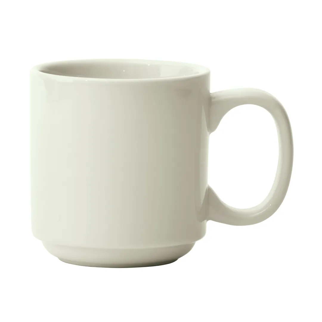 Winco MMC-12-AW China Mug, 12‑Ounce Porcelain, White, 3.25"W x 3.25"D x 3.63"H, Stackable - 1 Dozen