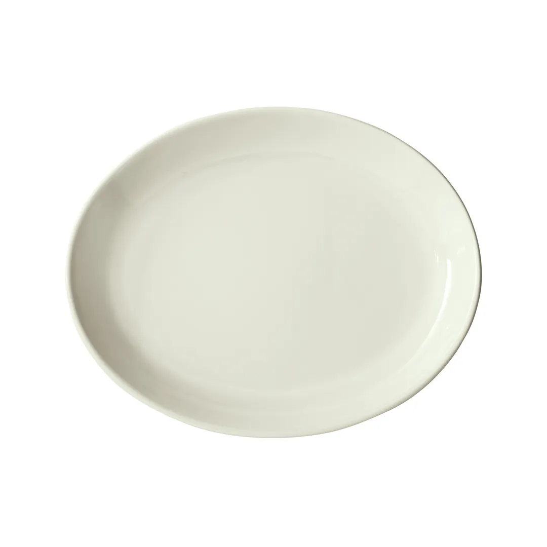 Winco OKP-105PL-AW Oval Porcelain Platter, 10.5" x 8.25" x 1.5", American White, 1 Dozen